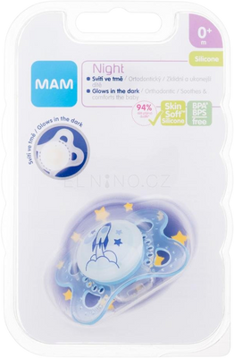 MAM Cumlík Night 0m+, modrý/raketa
