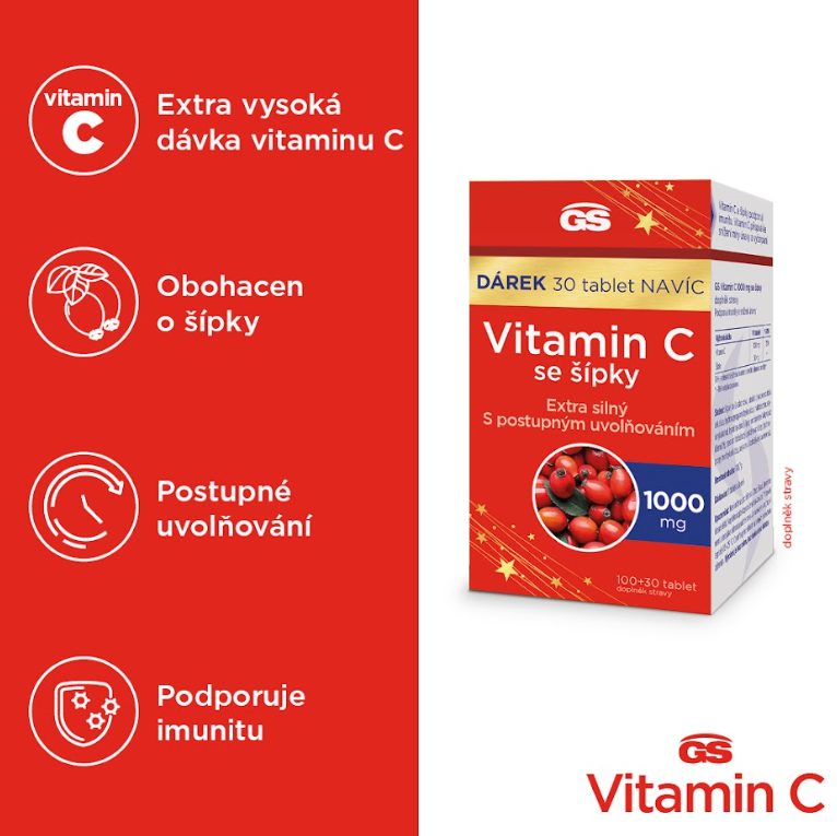 GS Vitamín C 1000 mg so šípkami 100 + 30 tablet