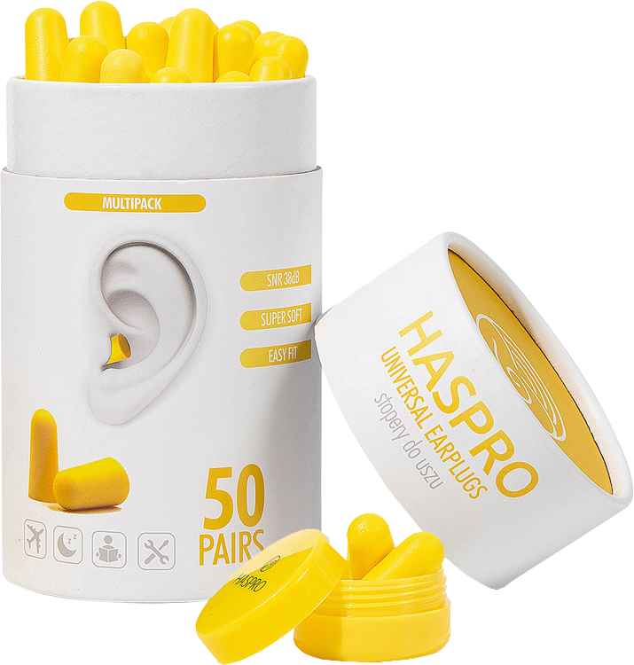 Haspro Tube50 Zapori do uší, žlté 100 ks