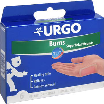 Urgo Burns Na popáleniny lipidokoloidná náplasť, sterilná 5 x 7 cm 6 ks