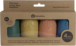 Petite&Mars Hračky silikónové do vane AMIGOS 6m+ 4 ks