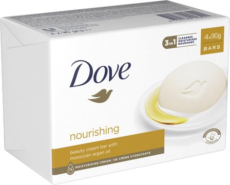 Dove Nourishing Arganový olej krémové mydlo Multipack 4 x 90 g