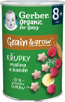 Gerber Organic chrumky s malinami a banánom 35 g
