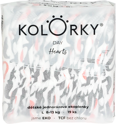 Kolorky DAY Srdce veľ. L (8-13 kg) 19 ks