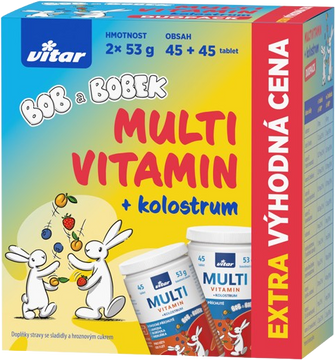 Vitar Multivitamin + kolostrum Bob a Bobek DUOPACK 2 x 45 tabliet