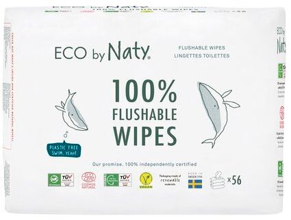 Eco by Naty Vlhčené obrúsky bez vône - splachovateľné - výhodné balenie 3 x 56 ks