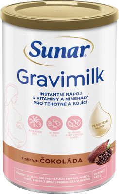Sunar Gravimilk s príchuťou čokoláda pre tehotné a dojčiace ženy 450 g