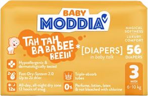 Moddia Baby Jednorazové plienky 3 Midi (6–10 kg) 56 ks