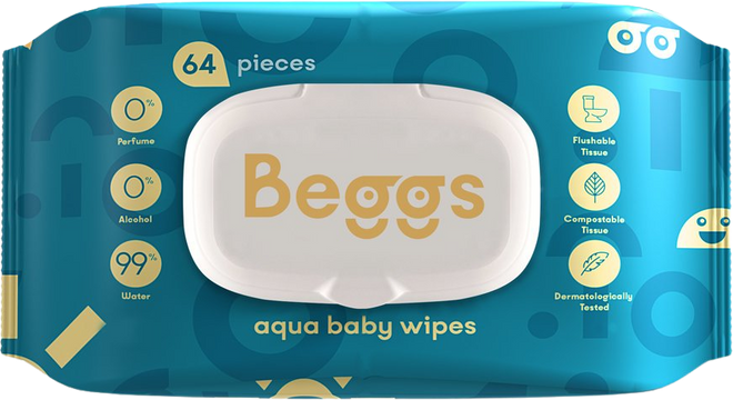 Beggs Vlhčené splachovateľné obrúsky 64 ks