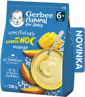 Gerber Prírodná nemliečna kaša mango Goodnight 230 g