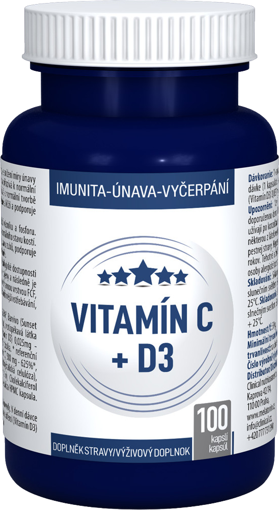 Clinical Nutricosmetics Vitamín C + D3 100 kapsúl