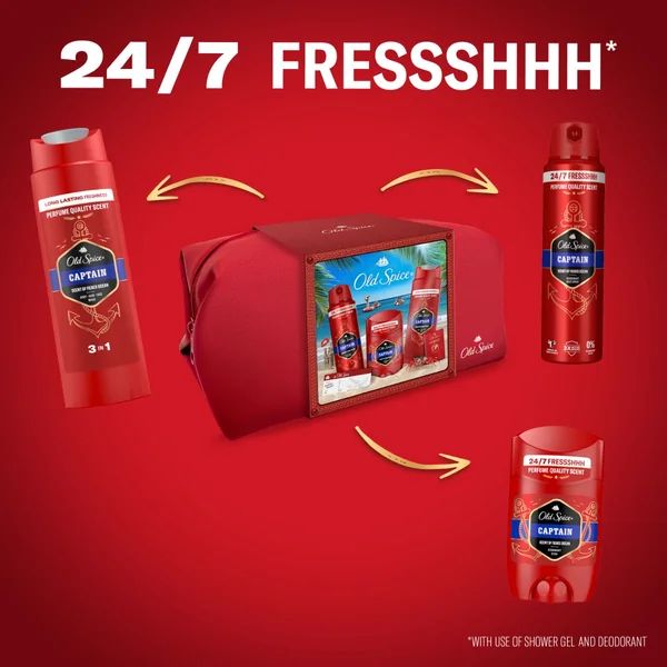 Old Spice Xmass sada Captain v taštičce deodoranty a sprchový gel