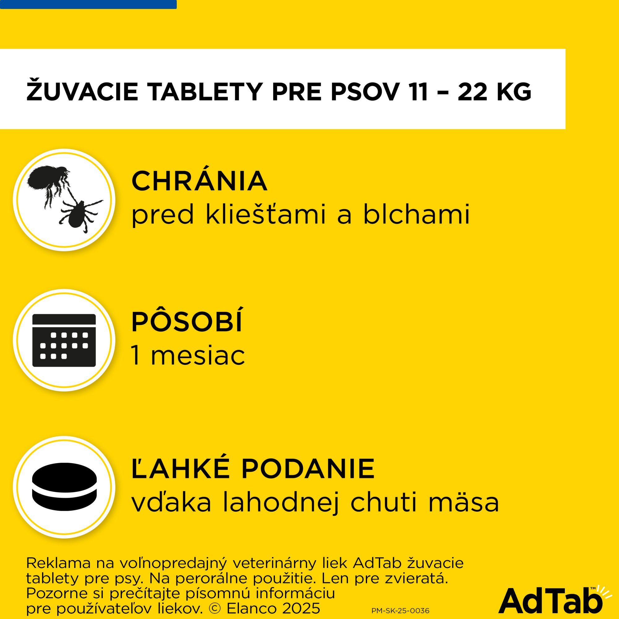 AdTab 450mg Žuvacia tableta pre psov 11-22kg