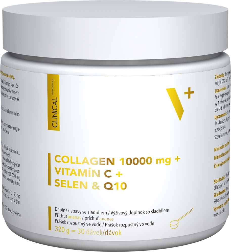 Clinical Nutricosmetics Collagen 10 000mg + vitamín C + selén & Q10, 320 g