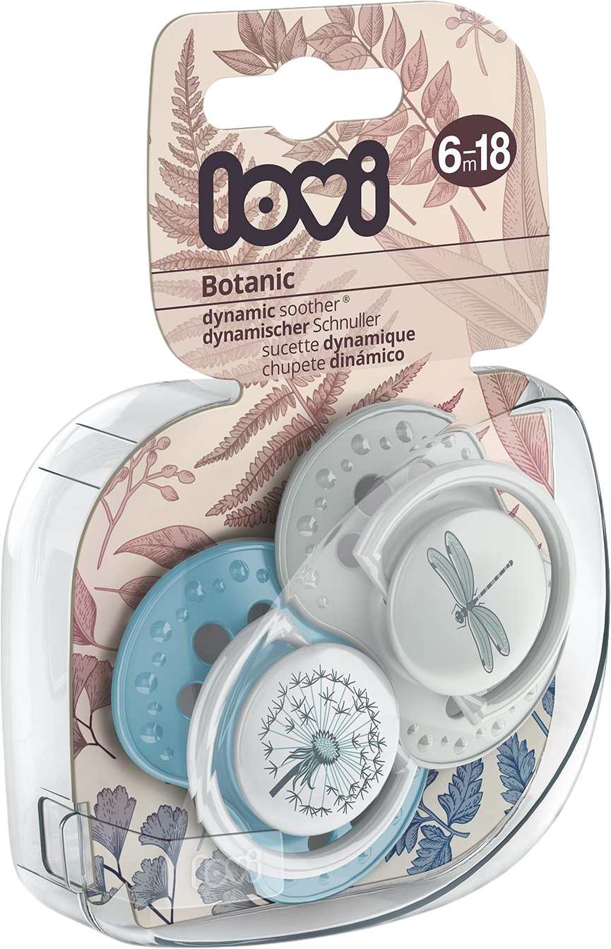 LOVI Cumlík silikónový dynamický Botanic Chlapec 6-18m 2 ks