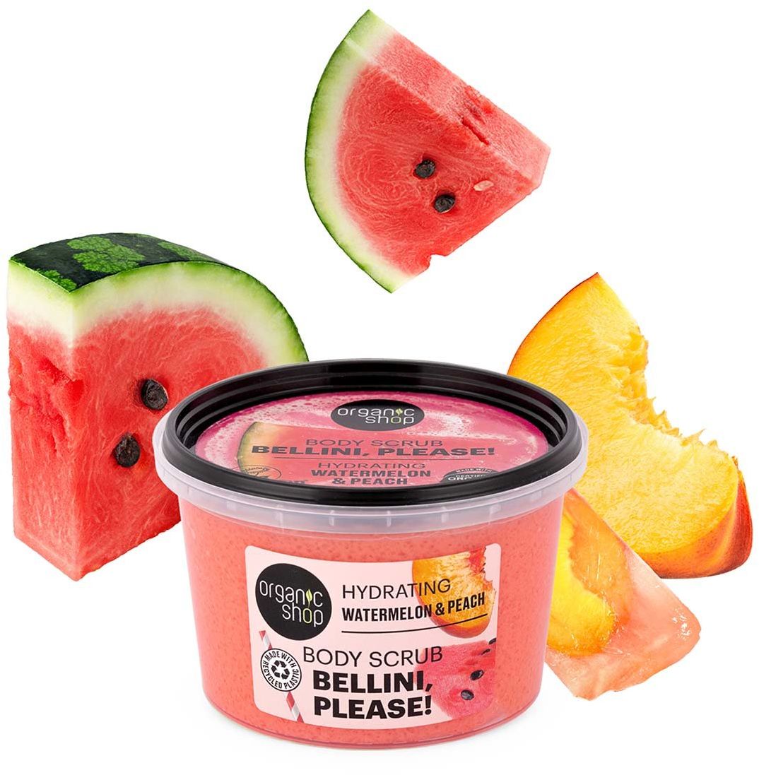 Organic Shop Hydratačný telový peeling Bellini, please! Vodný melón a broskyňa 250 ml