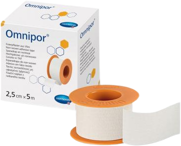 Hartmann OMNIPOR náplasť fixačná z bieleho netkaného textilu 2,5 cm x 5 m