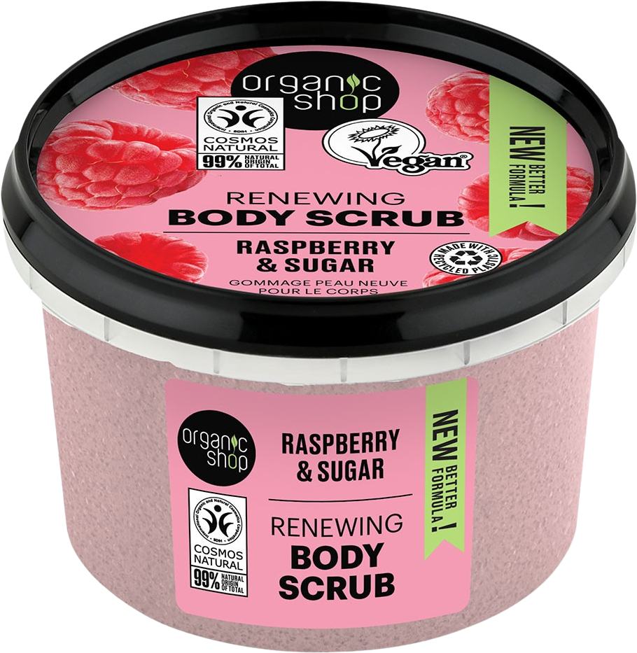 Organic Shop Obnovujúci telový peeling Malina a cukor 250 ml