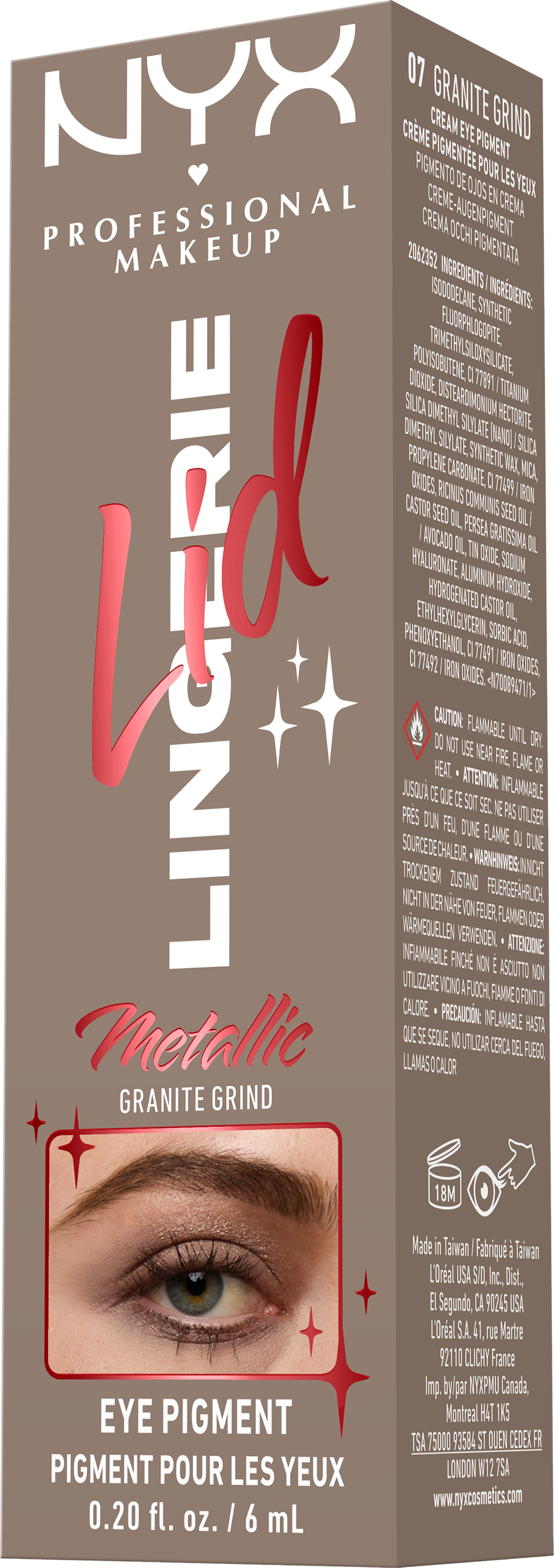 NYX Professional Makeup Tekuté očné tiene Lid Lingerie - 07 Granite Grind 6 ml