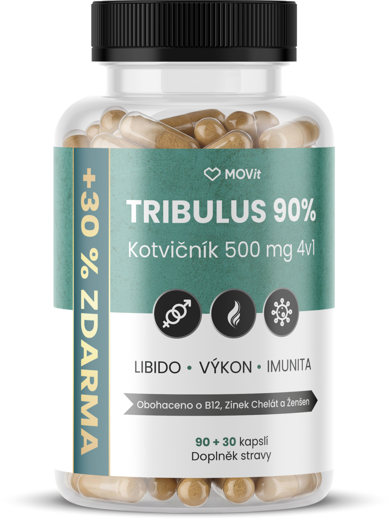 MOVit Energy TRIBULUS 90% Kotvičník 500 mg 4v1 120 kapsúl