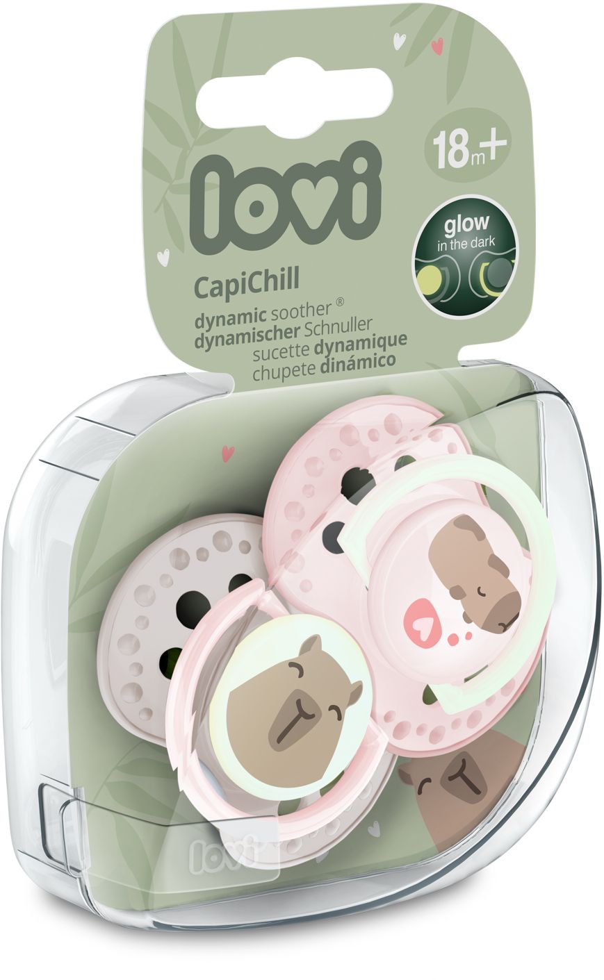 LOVI Cumlík svietiaci silikónový dynamický CAPICHILL 18m+ 2 ks