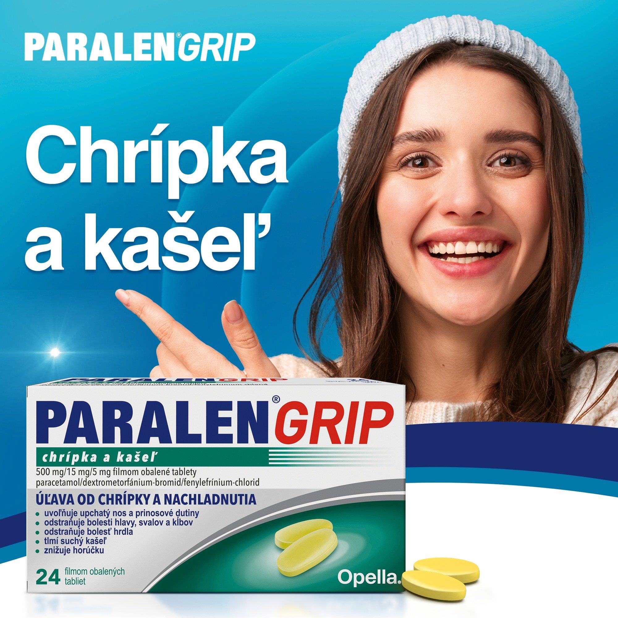 Paralen Grip Chrípka a kašeľ 24 tabliet
