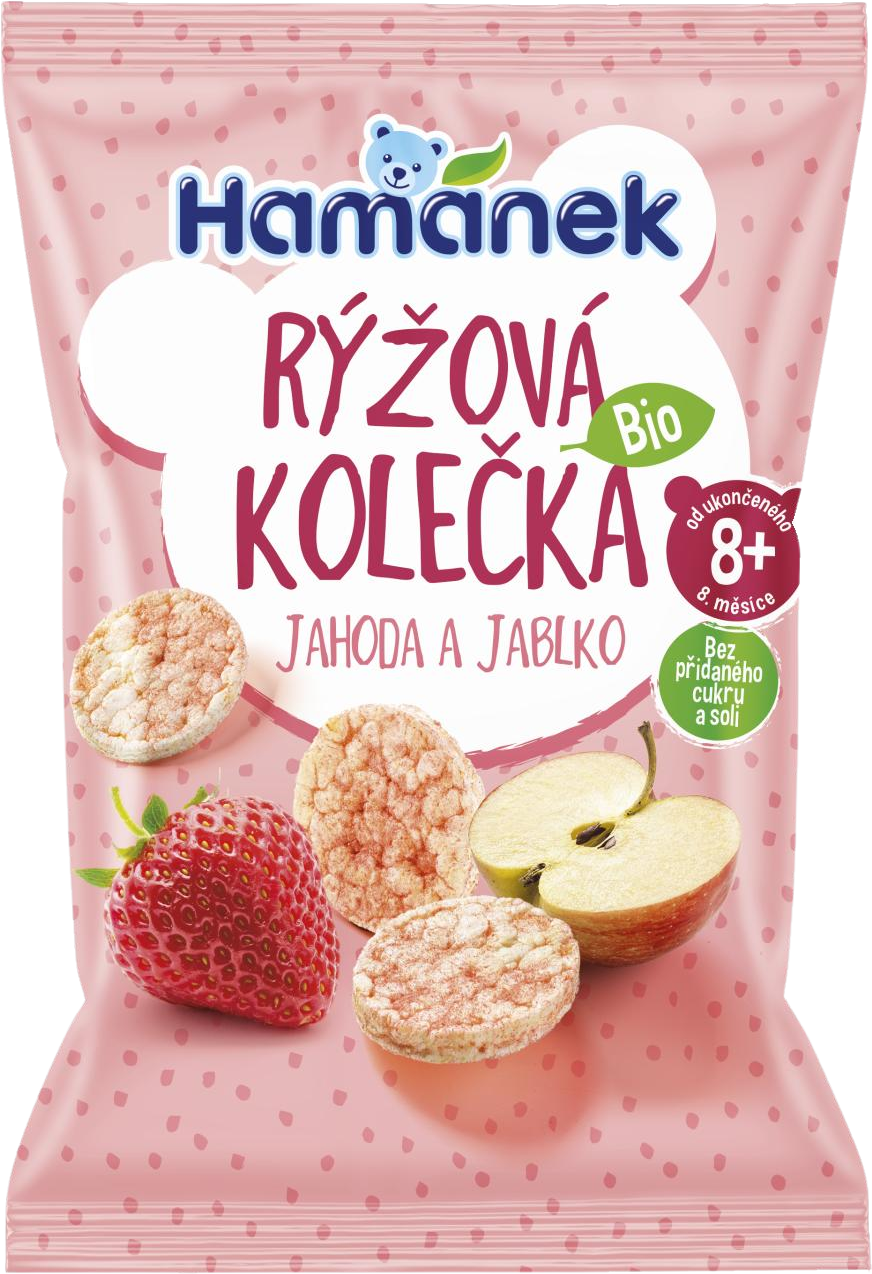 Hamánek BIO Ryžové kolieska Jahoda&Jablko 35 g