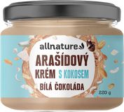 Allnature Arašidový krém s bielou čokoládou a kokosom 220 g