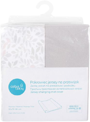 Ceba Baby CEBA Poťah na prebaľovaciu podložku 50x70-80cm Light Grey+Twigs 2 ks