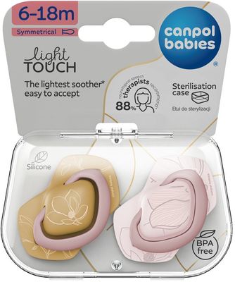 Canpol babies Cumlík silikónový symetrický Light touch GOLD 6-18m ružový 2 ks