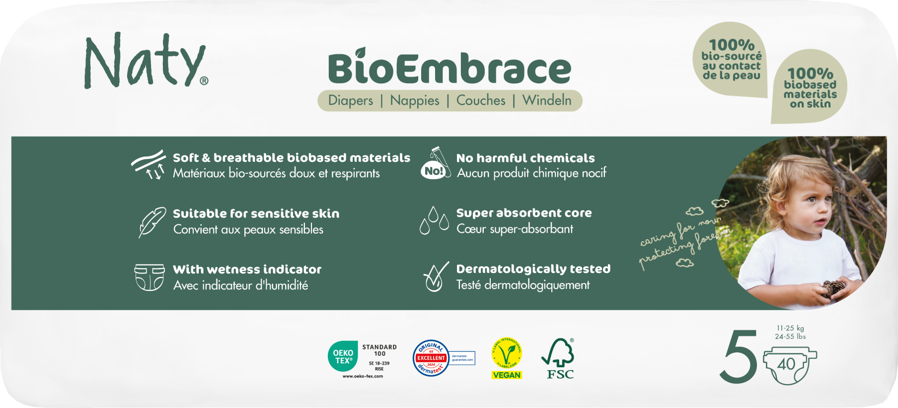 Eco by Naty Plienky BioEmbrace Junior 11 - 25 kg Economy pack 40 ks