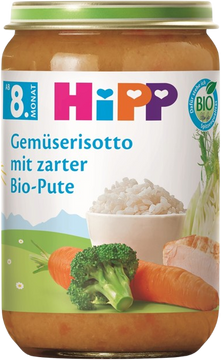 HiPP BIO Príkrm Zeleninové rizoto s morčacím mäsom, od 8. mesiaca 220 g