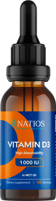 Natios Vegan Vitamín D3, 1000 IU, Kvapky v MCT oleji 30 ml