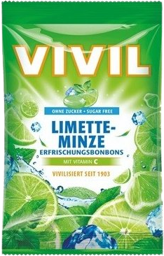 Vivil Drops s príchuťou limetka a pepermint s vitamínom C, bez cukru 60 g