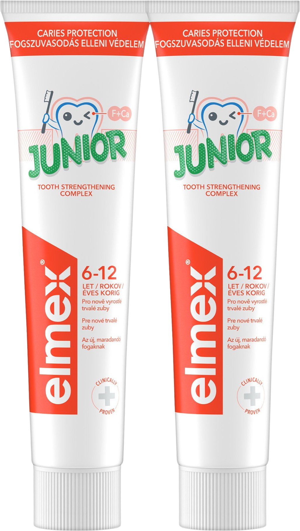 Elmex Junior zubná pasta pre deti vo veku 6-12 rokov duopack 2 x 75 ml
