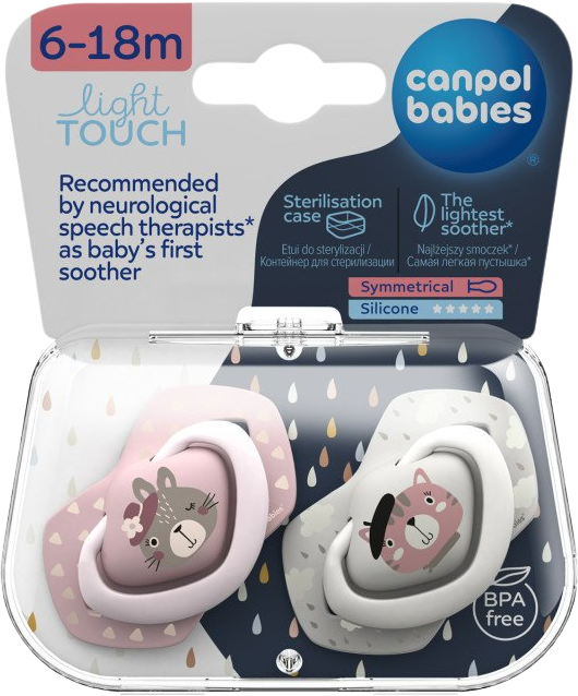 Canpol babies Set symetrických silikónových cumlíkov BONJOUR PARIS ružový 6-18m 2 ks
