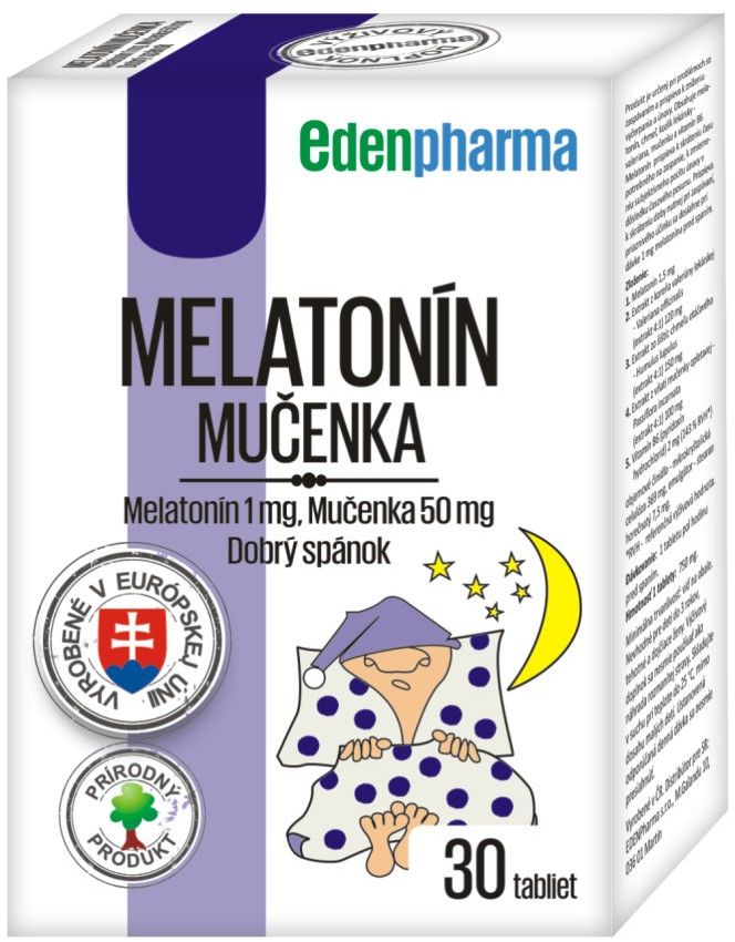 EdenPharma Melatonín 1 mg, mučenka 50 mg, 30 tabliet
