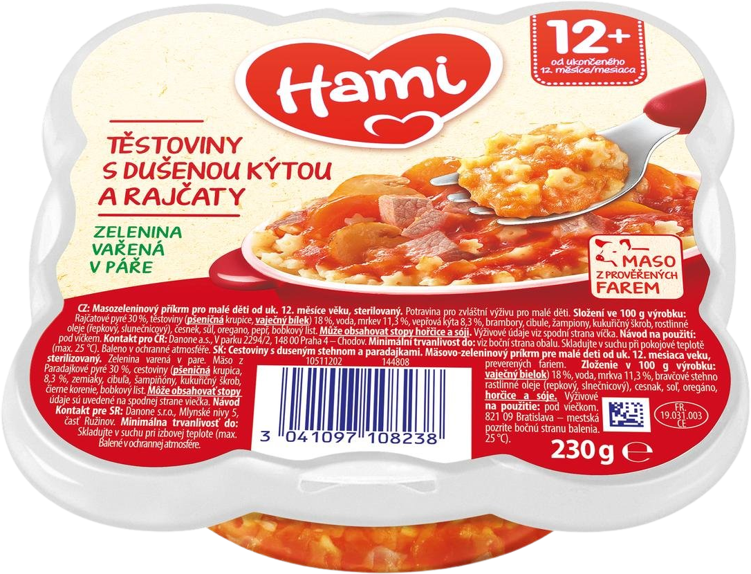 Hami Malý Gurmán Cestoviny s duseným stehnom a paradajkami 230 g