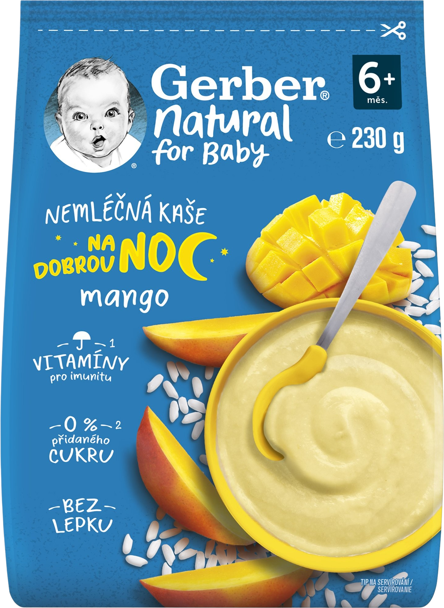 Gerber Prírodná nemliečna kaša mango Goodnight 230 g
