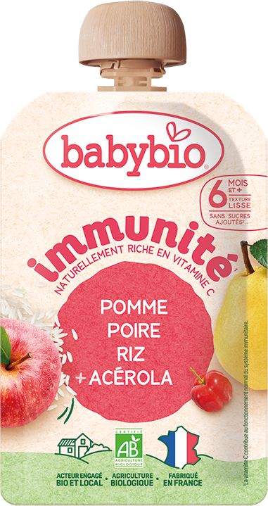 Babybio Vrecko immunité jablko, hruška, ryža a acerola 100 g
