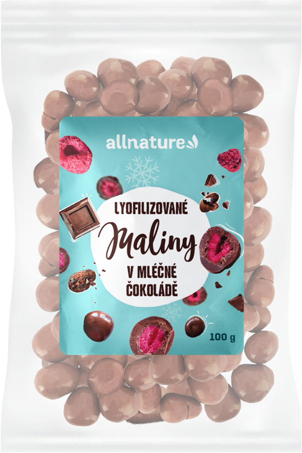 Allnature Mrazom sušene maliny v mliečnej čokoláde 100 g