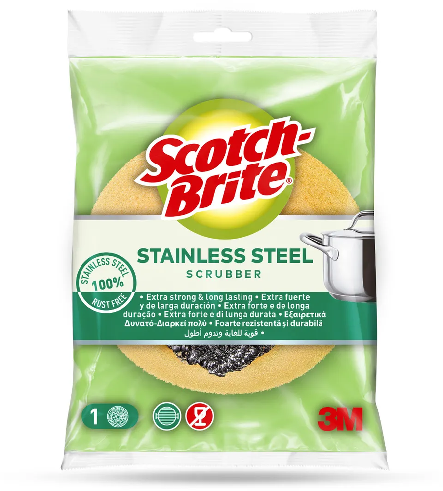 3M Scotch-Brite® Nerezová drôtenka s integrovanou hubkou 1 ks