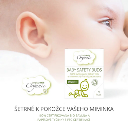 Simply Gentle Organické detské vatové tyčinky 72 ks