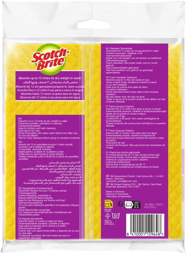 3M Scotch-Brite™ Classic hubová utierka, farebný mix 3 ks