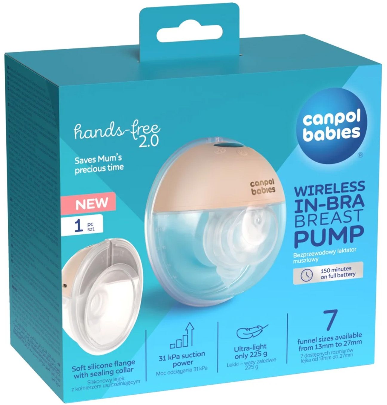 Canpol babies Elektrická odsávačka materského mlieka do podprsenky Hands-Free 2.0 150 ml