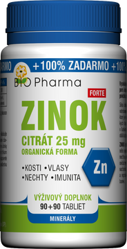 Bio Pharma Zinok Forte 25 mg 180 tabliet