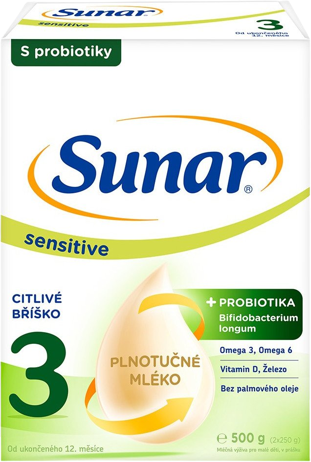 Sunar Sensitive 3, batoľacie mlieko 500 g