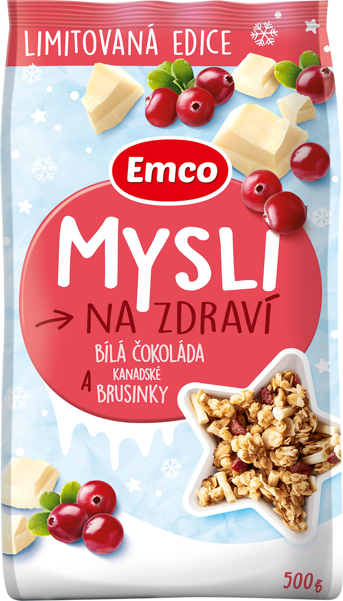Emco Müsli brusnica a biela čokoláda 500 g