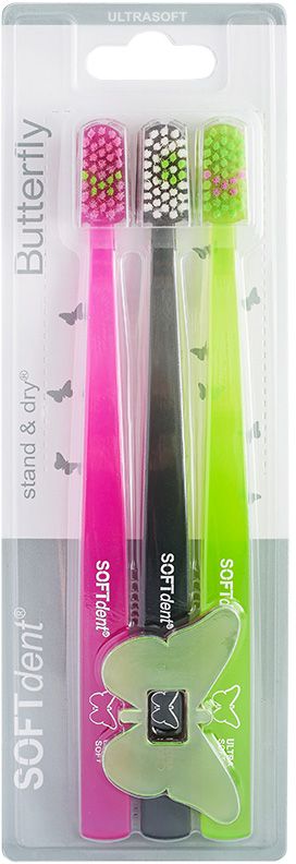 SOFTdent Butterfly Zubná kefka ULTRASOFT 3 ks