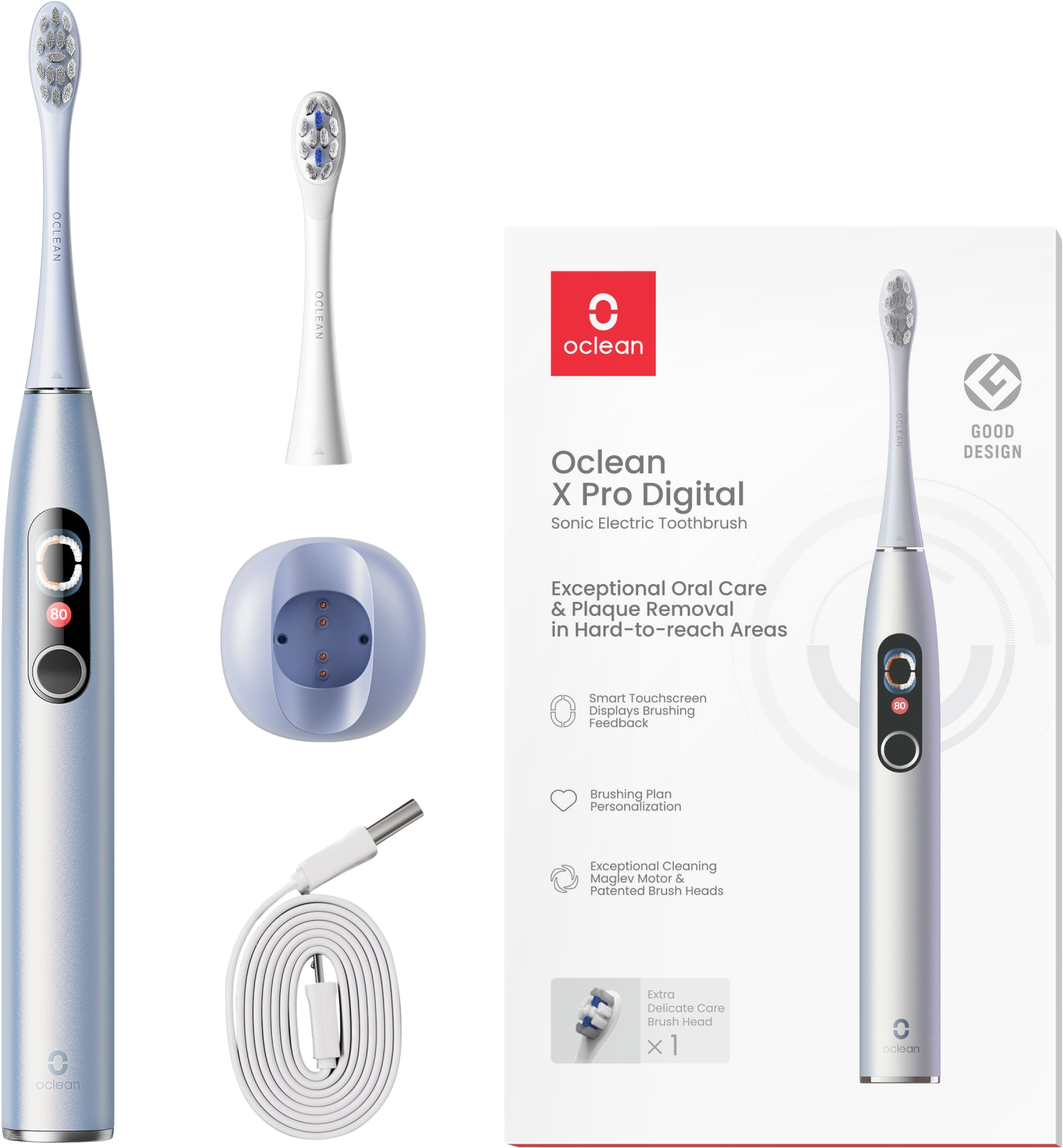 Oclean X Pro Digital Silver sonická kefka, strieborný